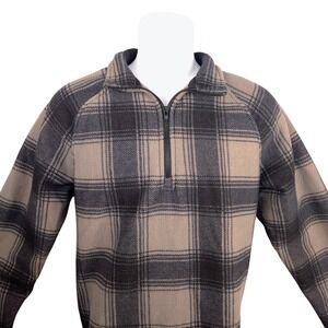 Stormy Kromer Mens Plaid Fleece Quarter‎ Zip Pullover Sweater Size M